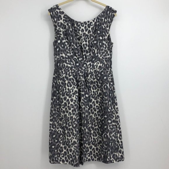 NWOT Kate Spade Deanna Grey leopard print fit & flare satin dress - Picture 4 of 16